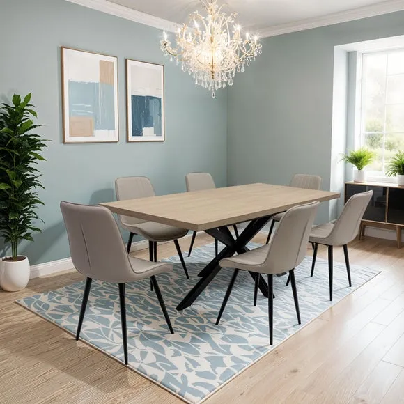 Dalton Extendable Dining Table with 6 Richmond Faux Leather Dining Chairs