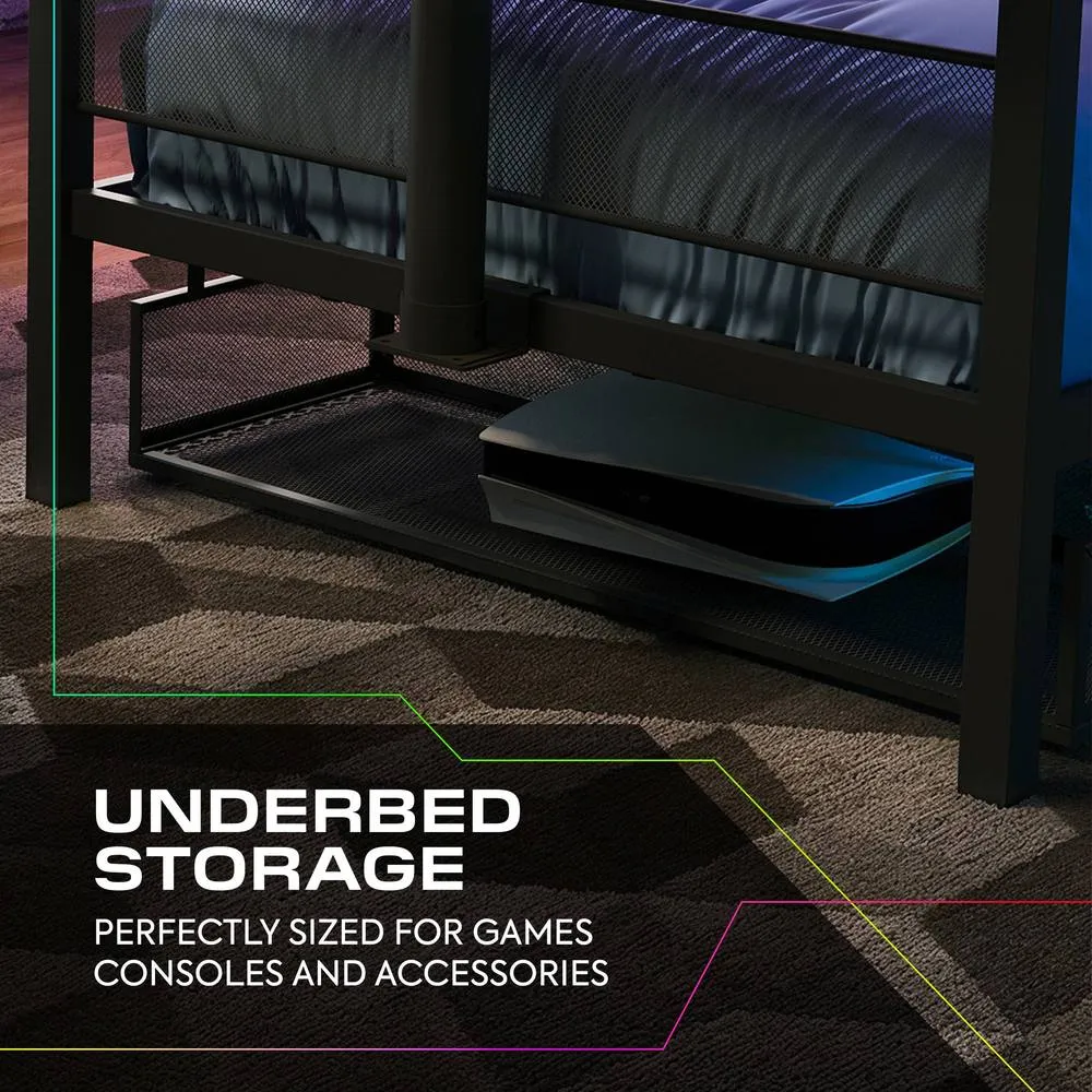 X Rocker Basecamp RGB Gaming TV Bed with App Controlled LED Light in Black 4
