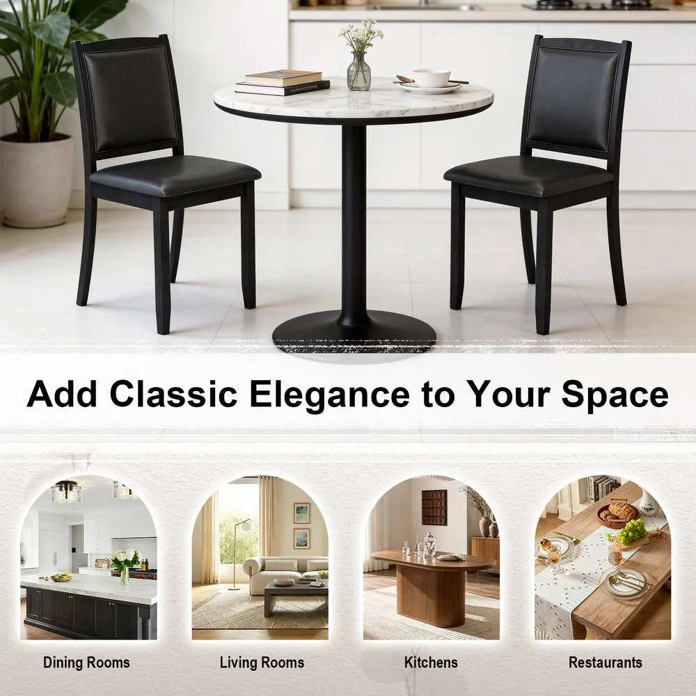 Costway Wooden Dining Chair with Padded Seat for Kitchen Dining Room in Black 2