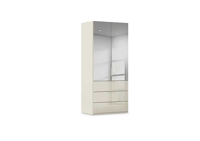 Haven 101cm 2 Door Combi Wardrobe with Mirror Doors and Glass Drawers