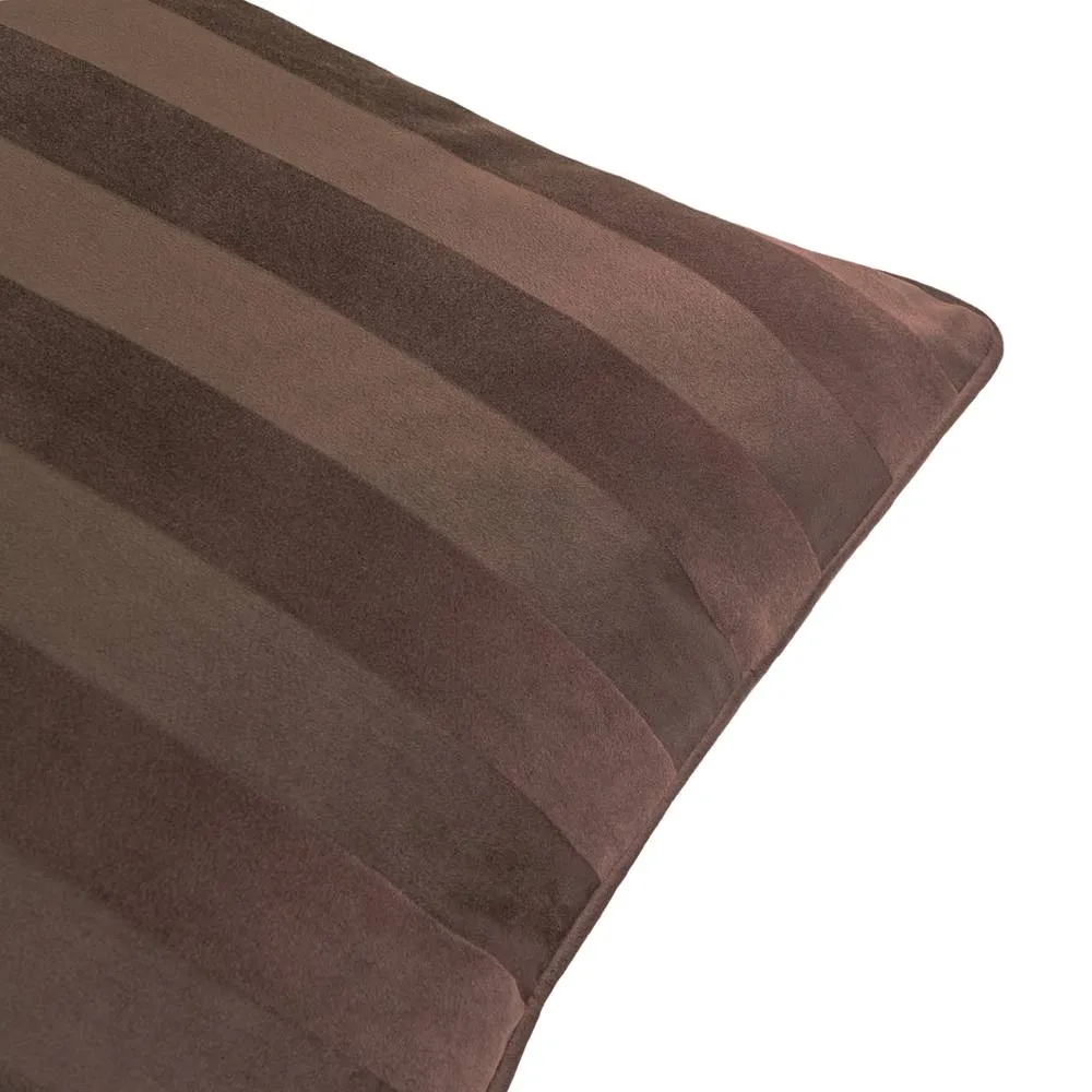 Paoletti Regency Stripe Velvet Cushion in Chocolate 3