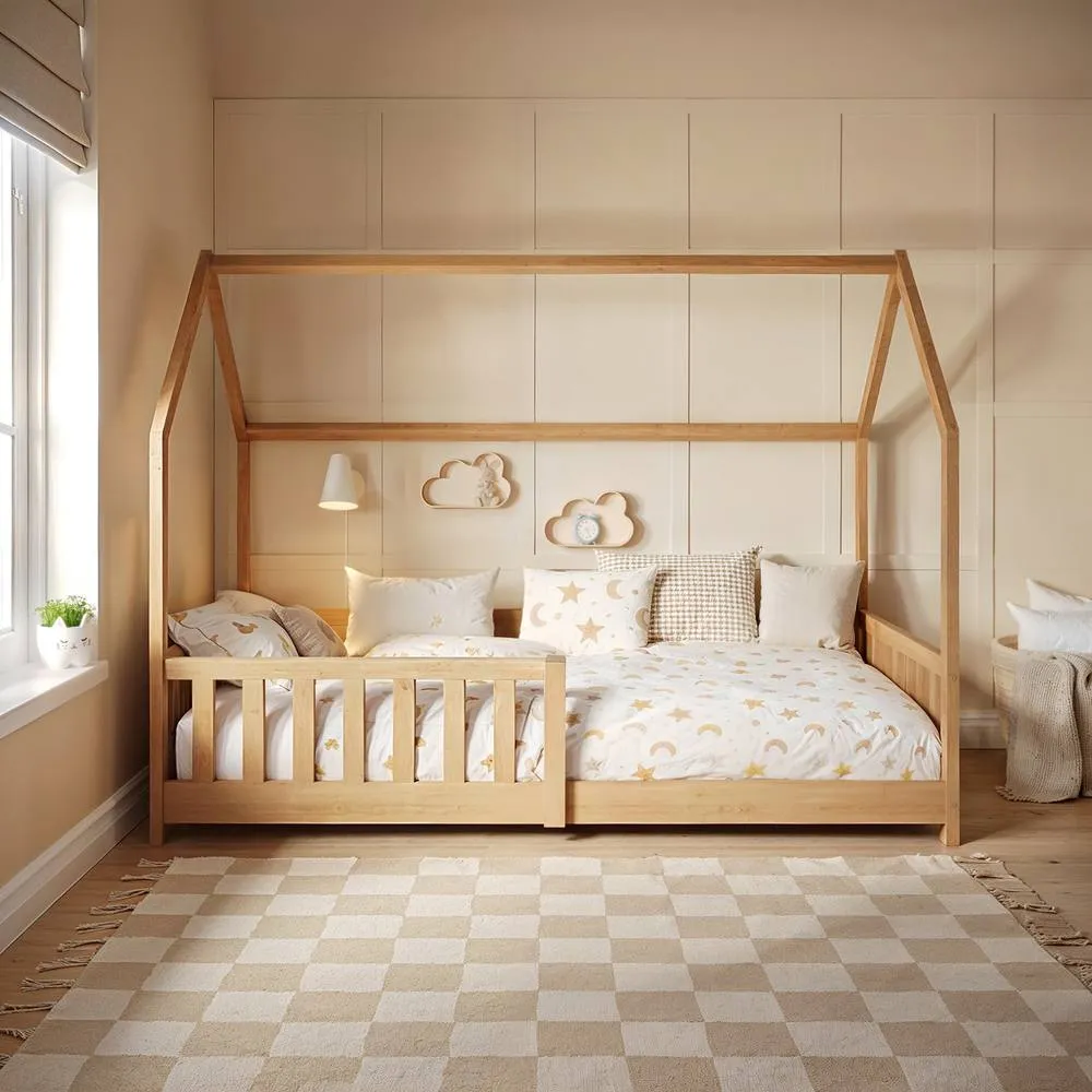 Flair Explorer Wooden Playhouse Bed with Rails in Light Brown 2
