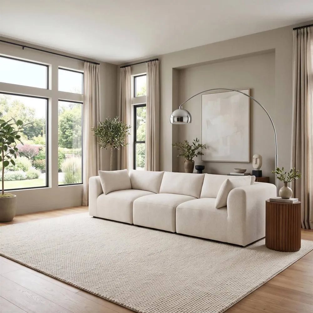 FurnitureboxUK Drift Boucle Fabric 3 Seater Modular Sofa in Cream 3