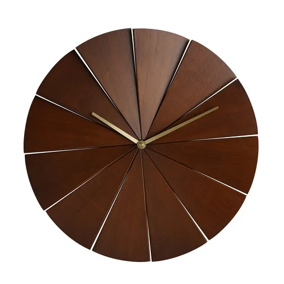 Interval Segmented Pine Round Wall Clock 2