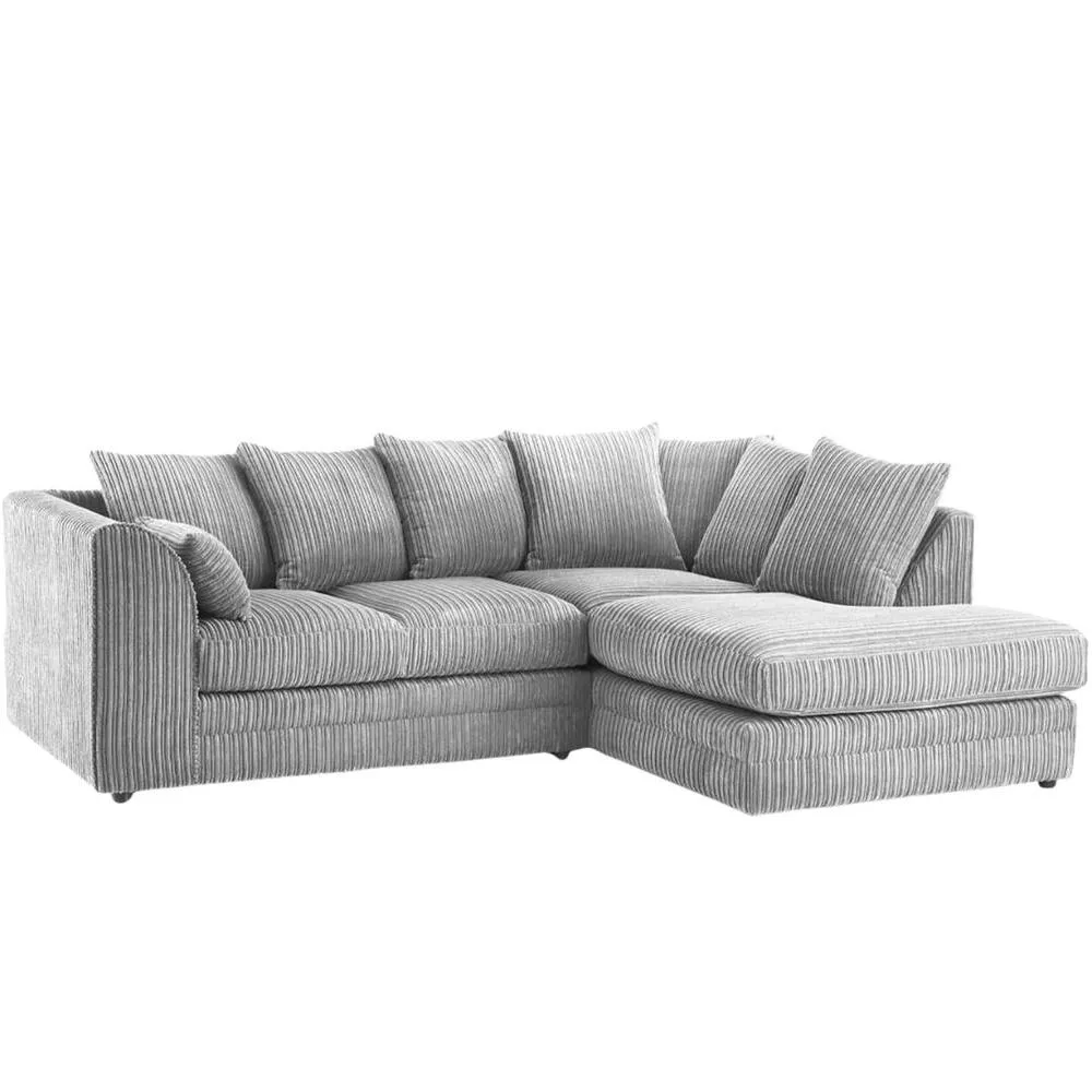 Bliss Furniture Jumbo Cord Scatter Back 4 Seater Right Hand Corner Sofa Silver