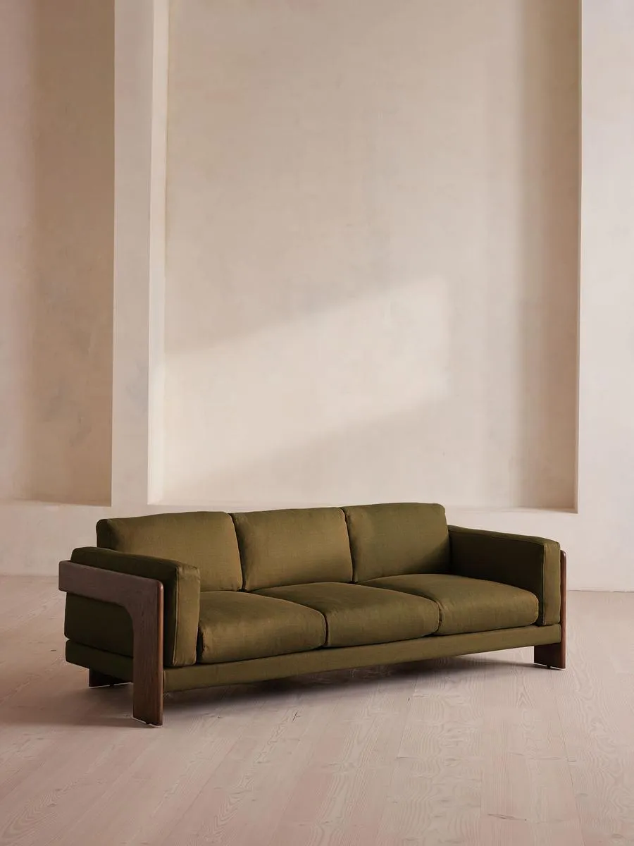 Marcia Three Seater Sofa, Linen, Olive
