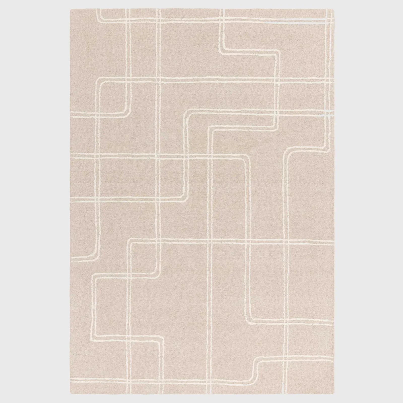 Ayla 160X230Cm Rug Sand, Square, Neutral Wool | Barker & Stonehouse