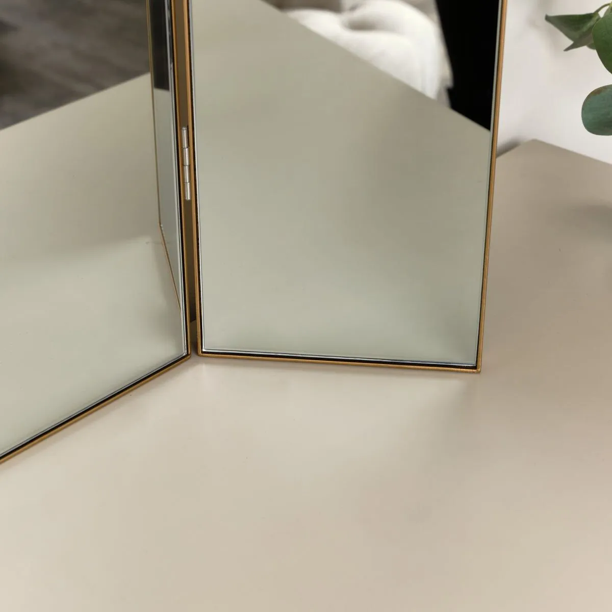 Melody Maison Large Gold Dressing Table Triple Mirror - 70cm X 60cm 6