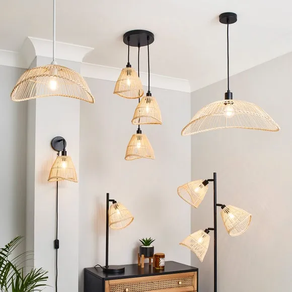 Elements Jaula Rattan Plug In Wall Light 6