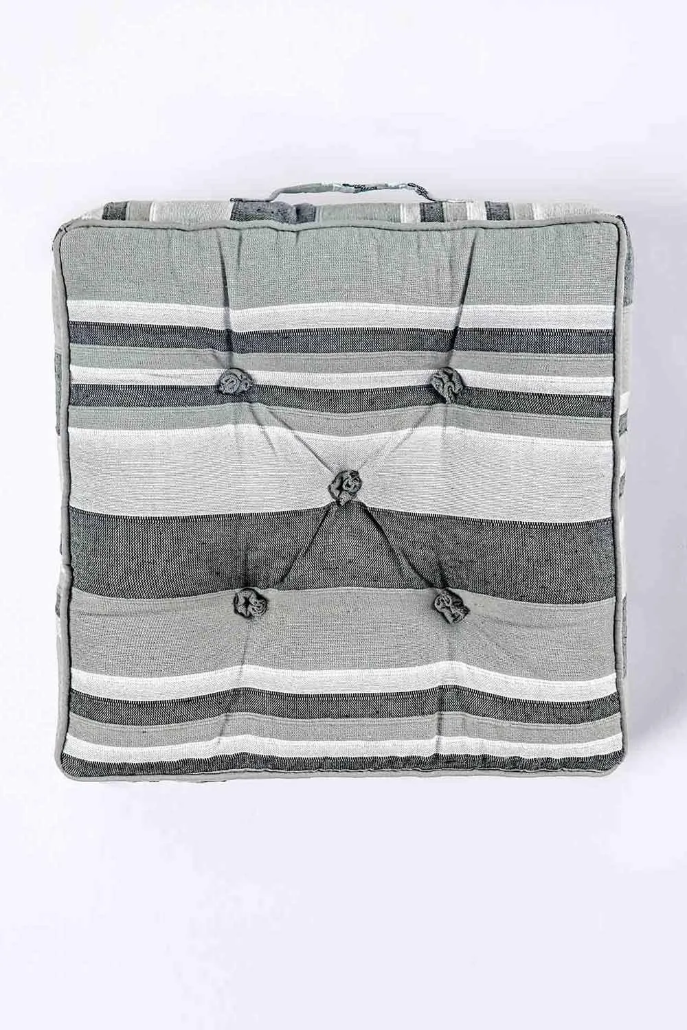 Homescapes Morocco Striped Cotton Floor Cushion in Light Grey 3