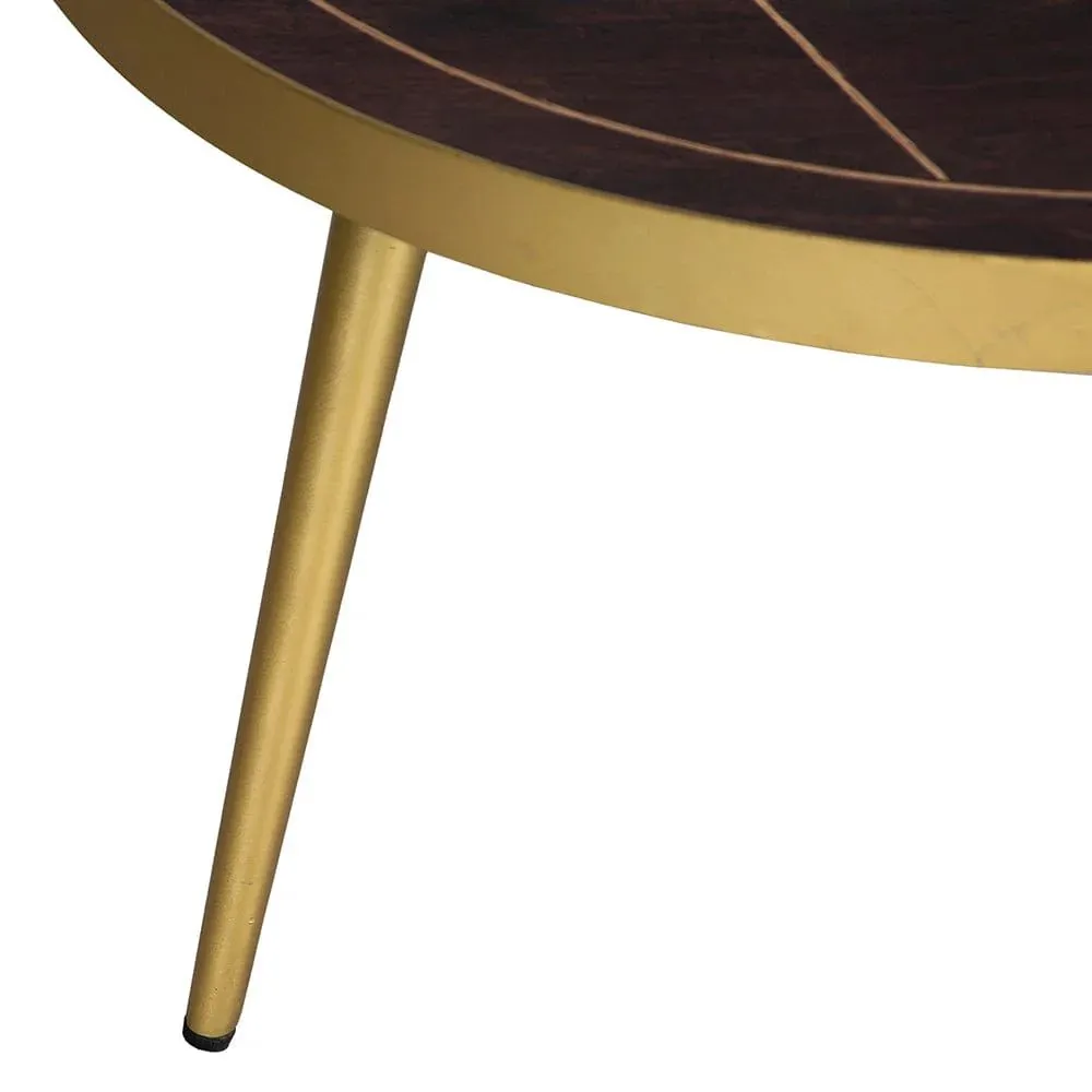 IH Design Jusleen Solid Mango Wood Round Coffee Table in Brown 4