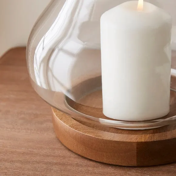 Mango Wood Hurricane Pillar Candle Holder 2