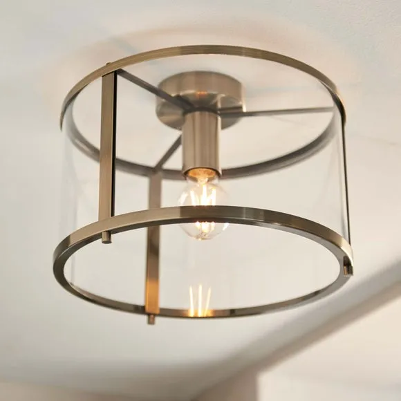 Endon Collection Hopton Decorative Flush Ceiling Lamp Antique Brass, Gold 2