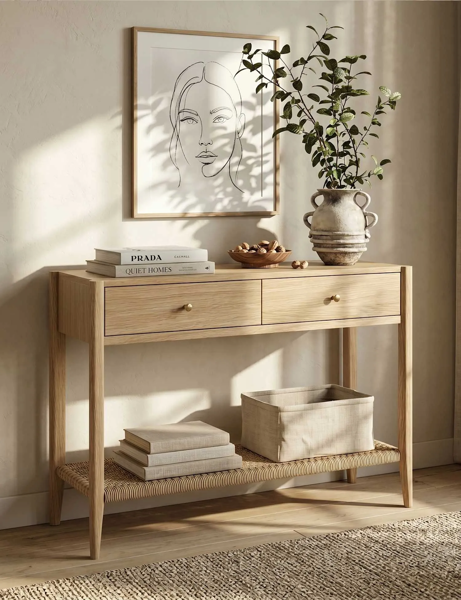 Corndell Sicily Woven Rope Console Table Natural