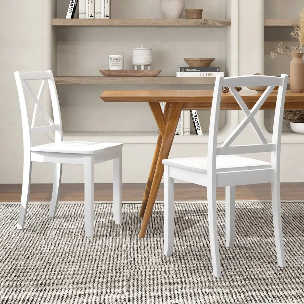 Costway 2PCS Dining Chair Kitchen Side Chairs Farmhouse Armless Dinette Chairs in White 6