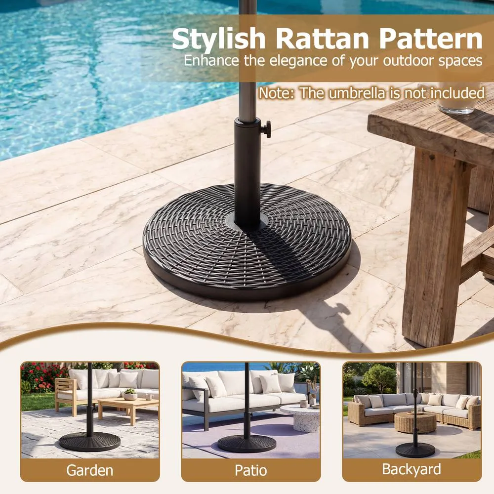 Costway Round Patio Umbrella Base HDPE Garden Umbrella Stand Fit 38-48mm Poles in Black 6