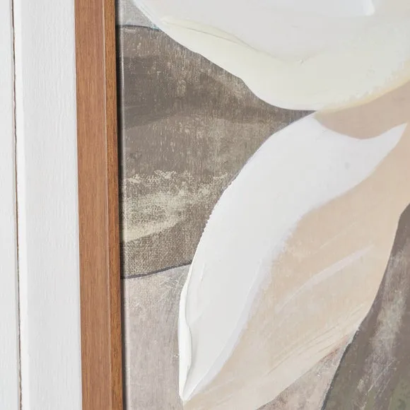 White & Natural Floral Framed Canvas 2