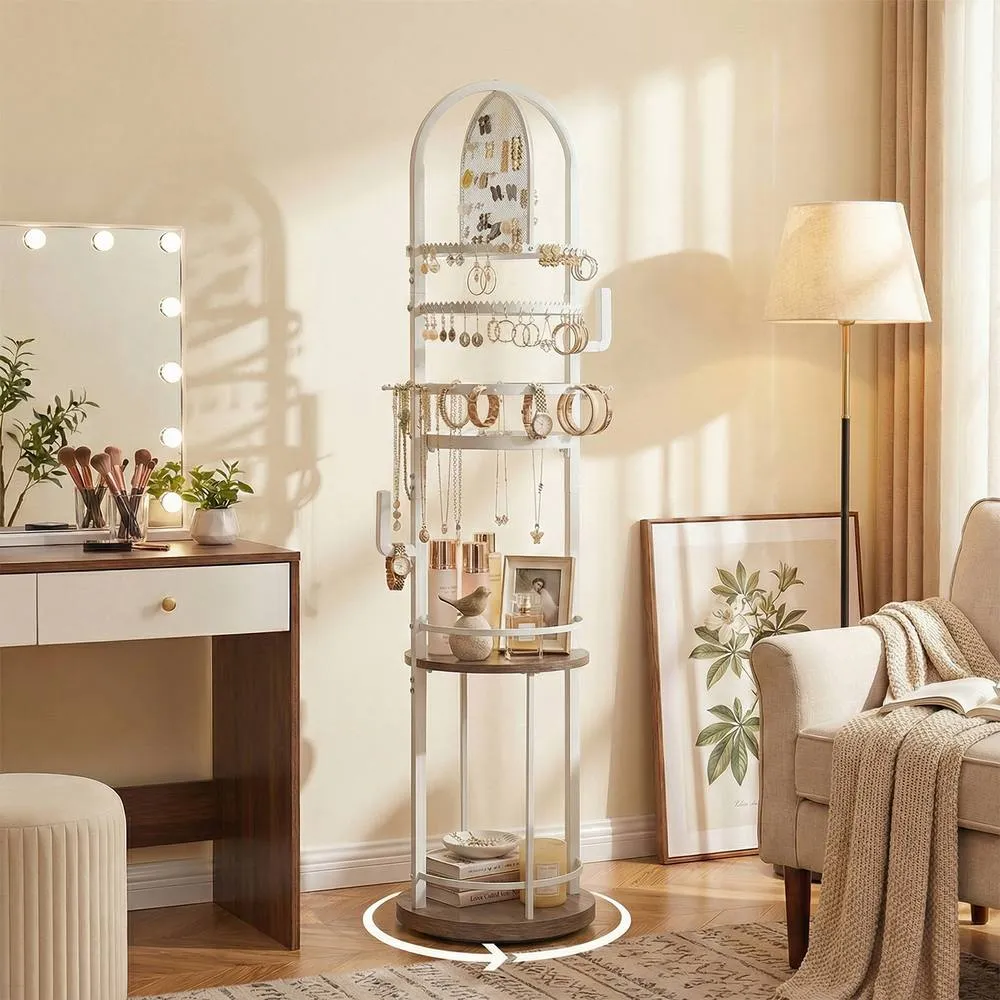 Costway Jewelry Organizer Stand Rotating Jewelry Storage Rack w/Earring Holder 6