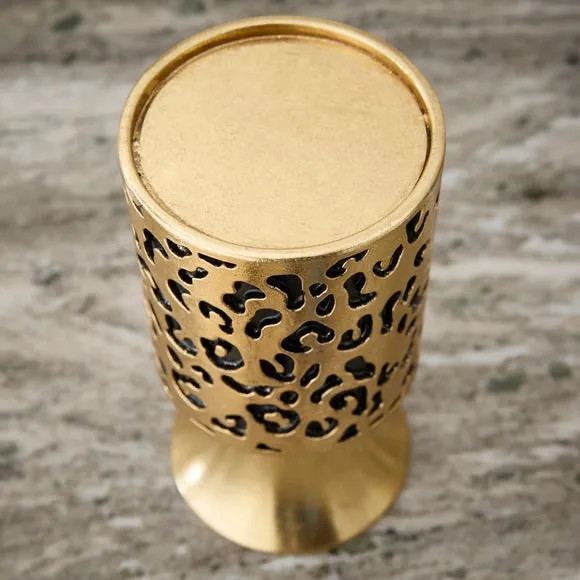 Gold Leopard Print Candle Holder 2
