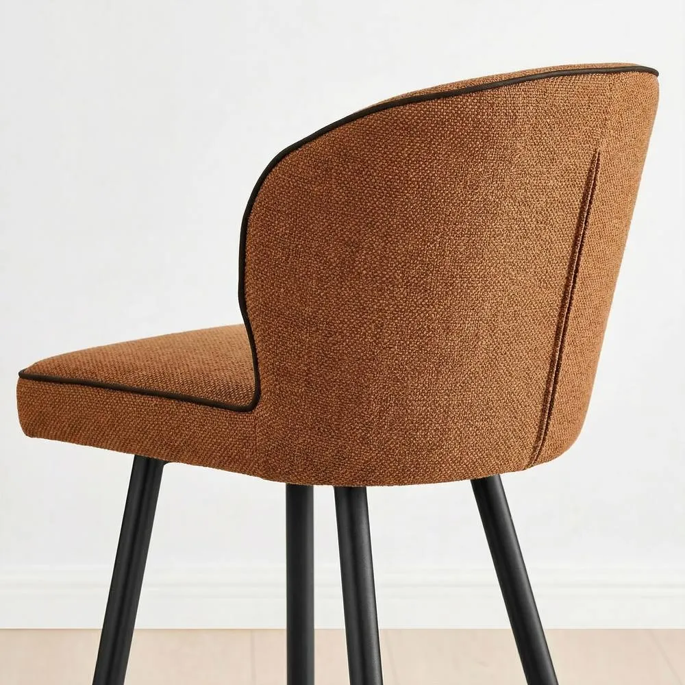 FurnitureboxUK 2x Catriona Terracotta Orange Fabric Bar Chairs 3