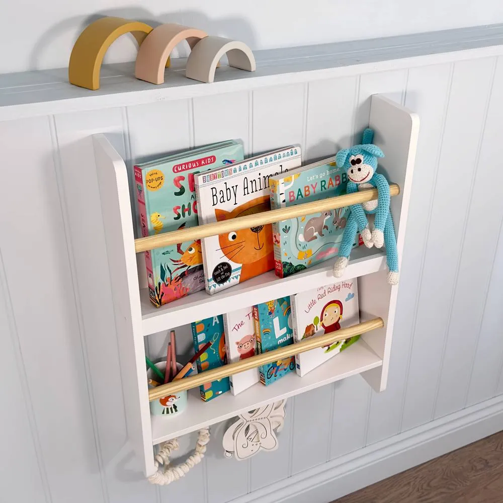 Nöa and Nani Elene Display 2 Tier Shelf Bookcase Wall Mounted & Coathook in White 2