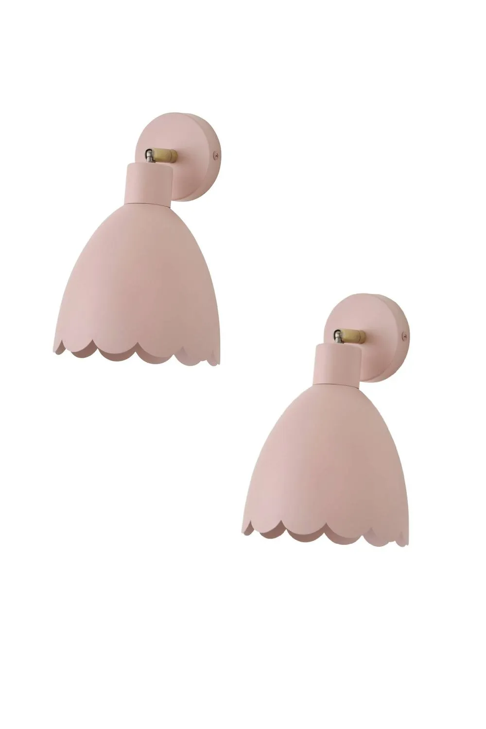 ValueLights Millie Pair of Flower Style Scallop Adjustable Wall Lights in Pale Pink 1