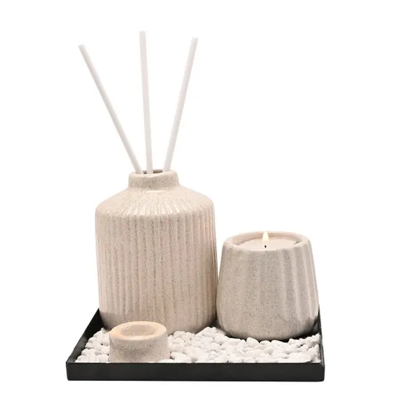 Hestia Ceramic Diffuser & Tealight Holder Set 2