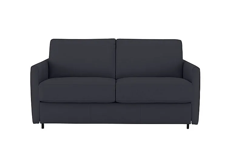Alcova 2 Seater Leather Sofa Bed with Slim Arms - Torello Blu