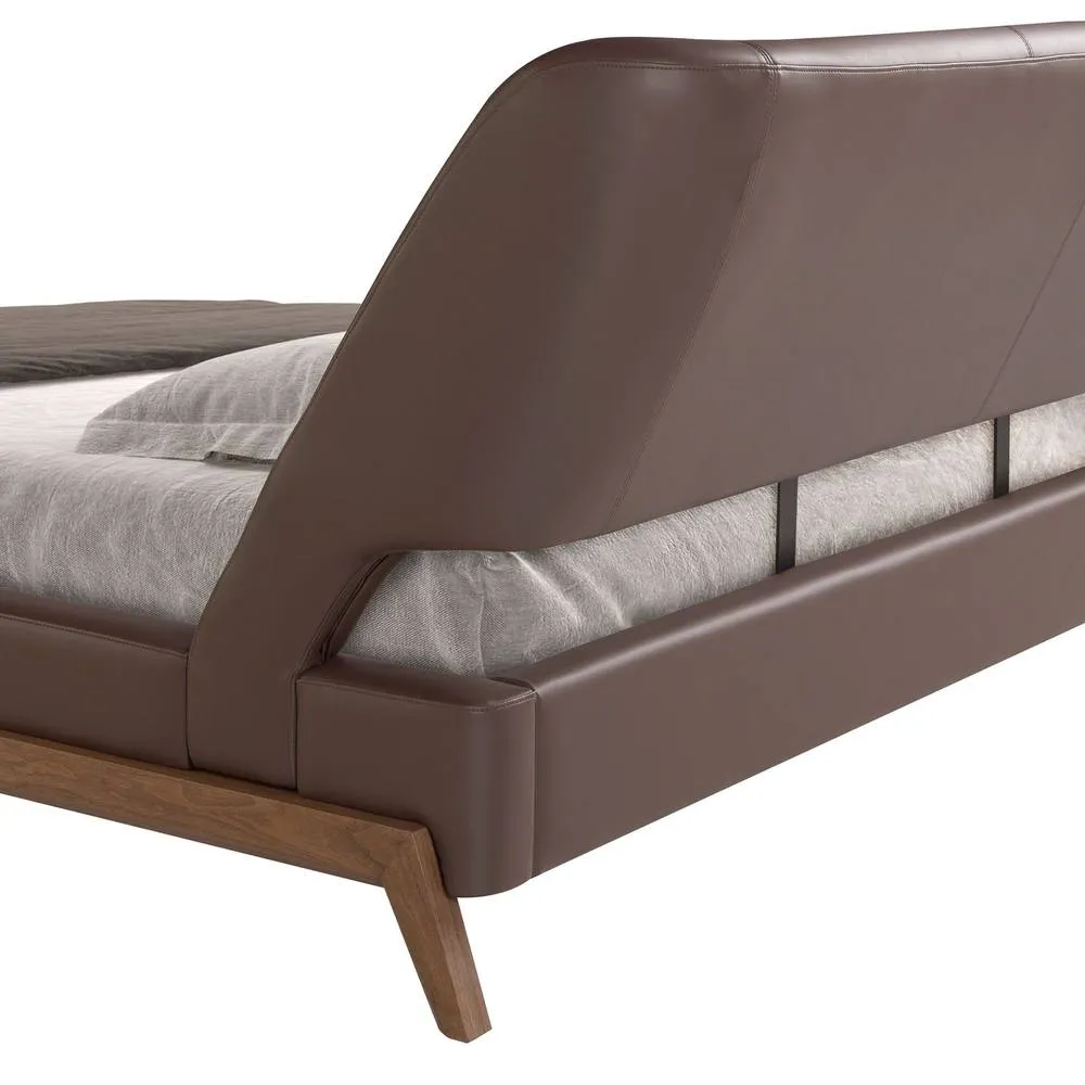 Angel Cerda Chocolate Brown Leatherette Double Bed 180x200 cm 5