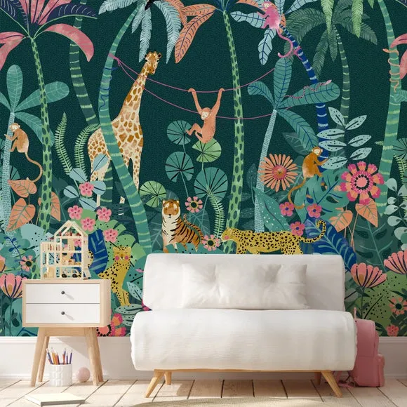 Equatorial Jungle Green Wall Mural