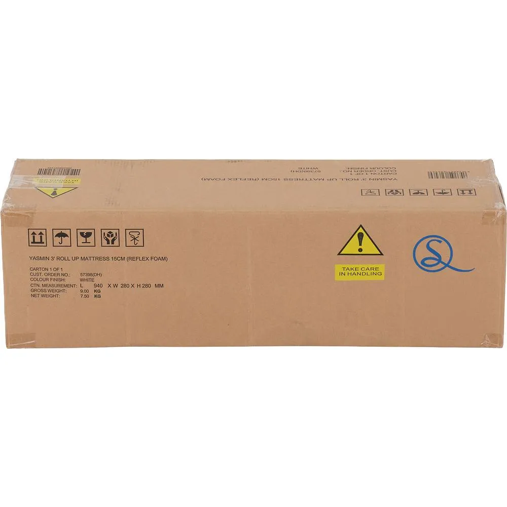 Seconique Yasmin 3' Roll-Up Mattress 15cm (Reflex Foam) in White 3