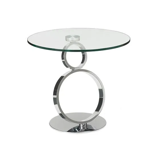 Donatella Glass Side Table And Polished Stainless Steel Base