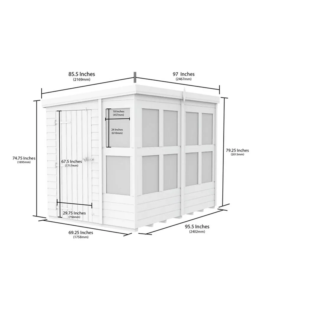 Buttercup Farm 8 x 6 Feet Pent Potting Shed - Wood - L178 x W243 x H201 cm in Brown 3
