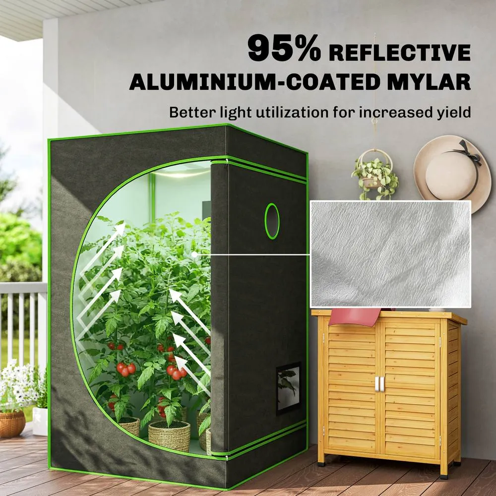 OUTSUNNY Grow Tent, Reflective Mylar Hydroponic Growing Tent, Black 4