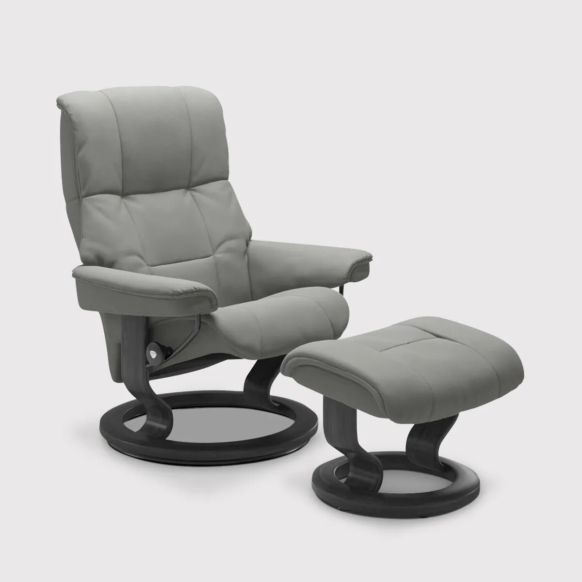 Stressless Mayfair Medium Recliner Chair & Stool, Grey Leather | Barker & Stonehouse