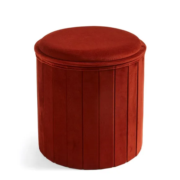 Round Ottoman with Tray, Velvet 3