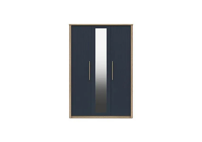 Chelsea 3 Door Wardrobe With Mirror Door and Gold Handles - Royal Blue