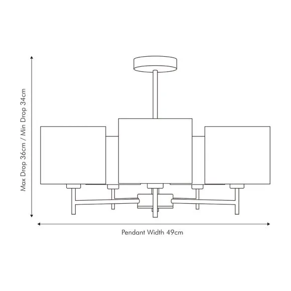 Plaza 5 Arm Semi Flush Ceiling Light 5