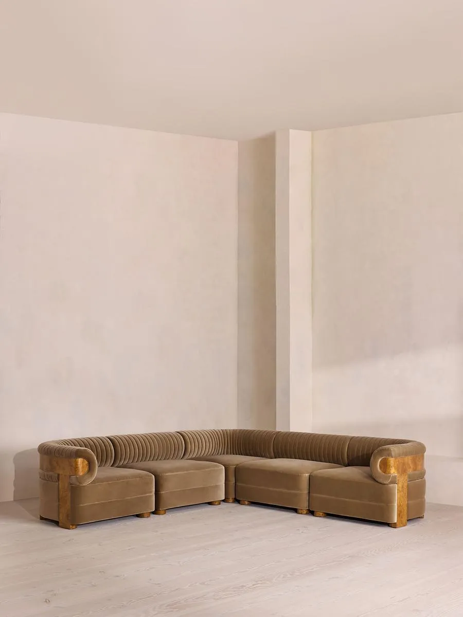 Caleb Modular Sofa, Corner Sofa, Velvet, Truffle, Dark Burl