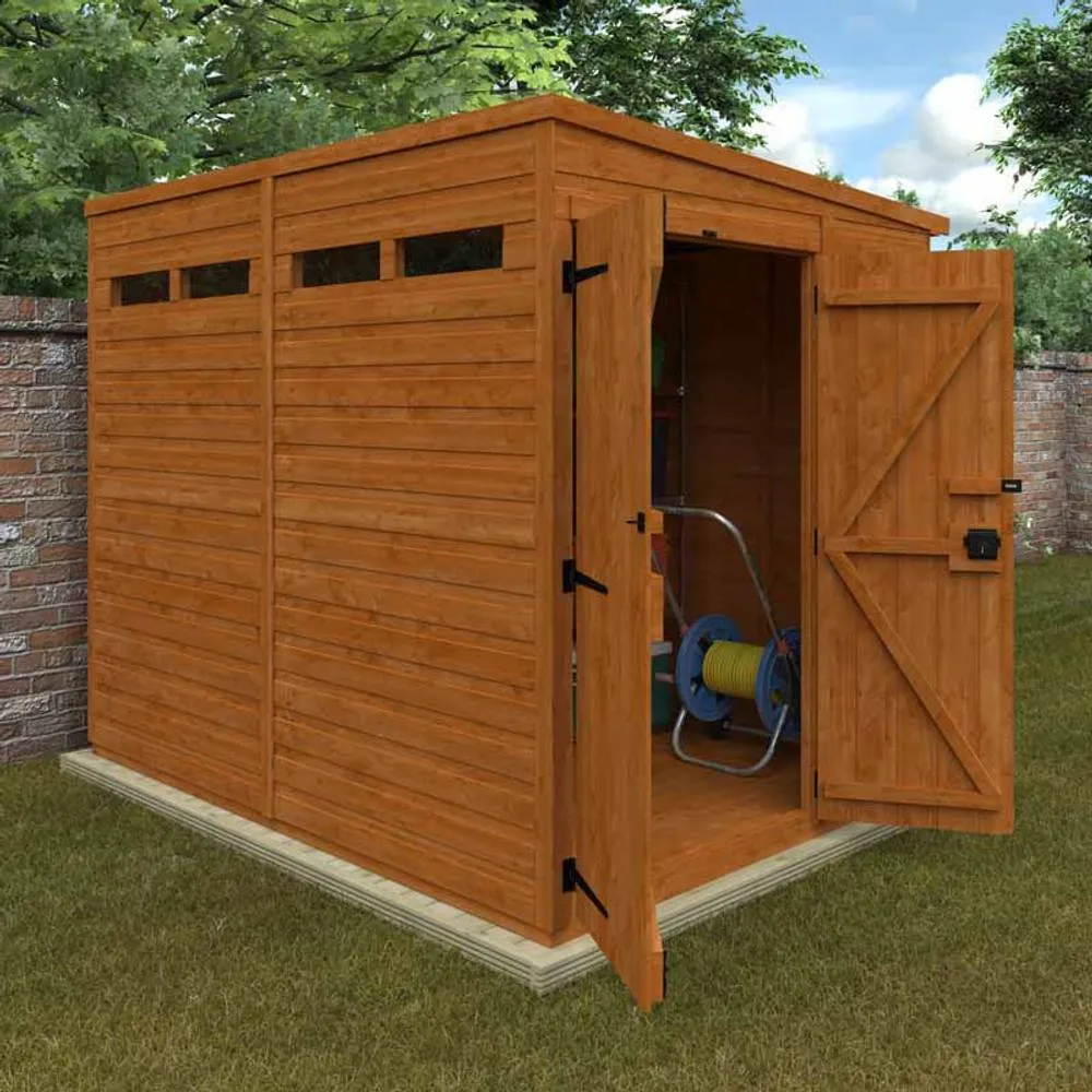 Buttercup Farm 8x6 Flex Pent Security Doubel Door 12mm Flex - L238.8 x W175 x H203 cm in Burnt Orange 6