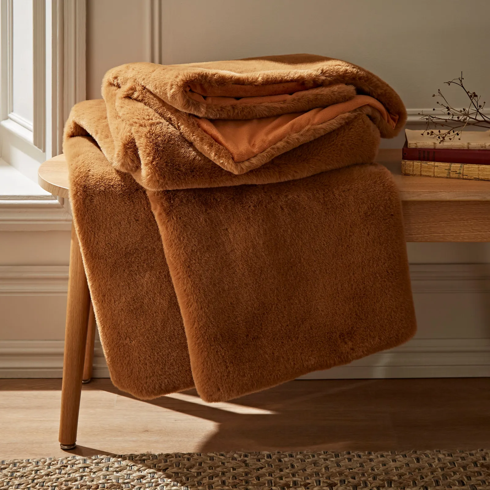Silky Soft Faux Fur Recycled Throw Brown