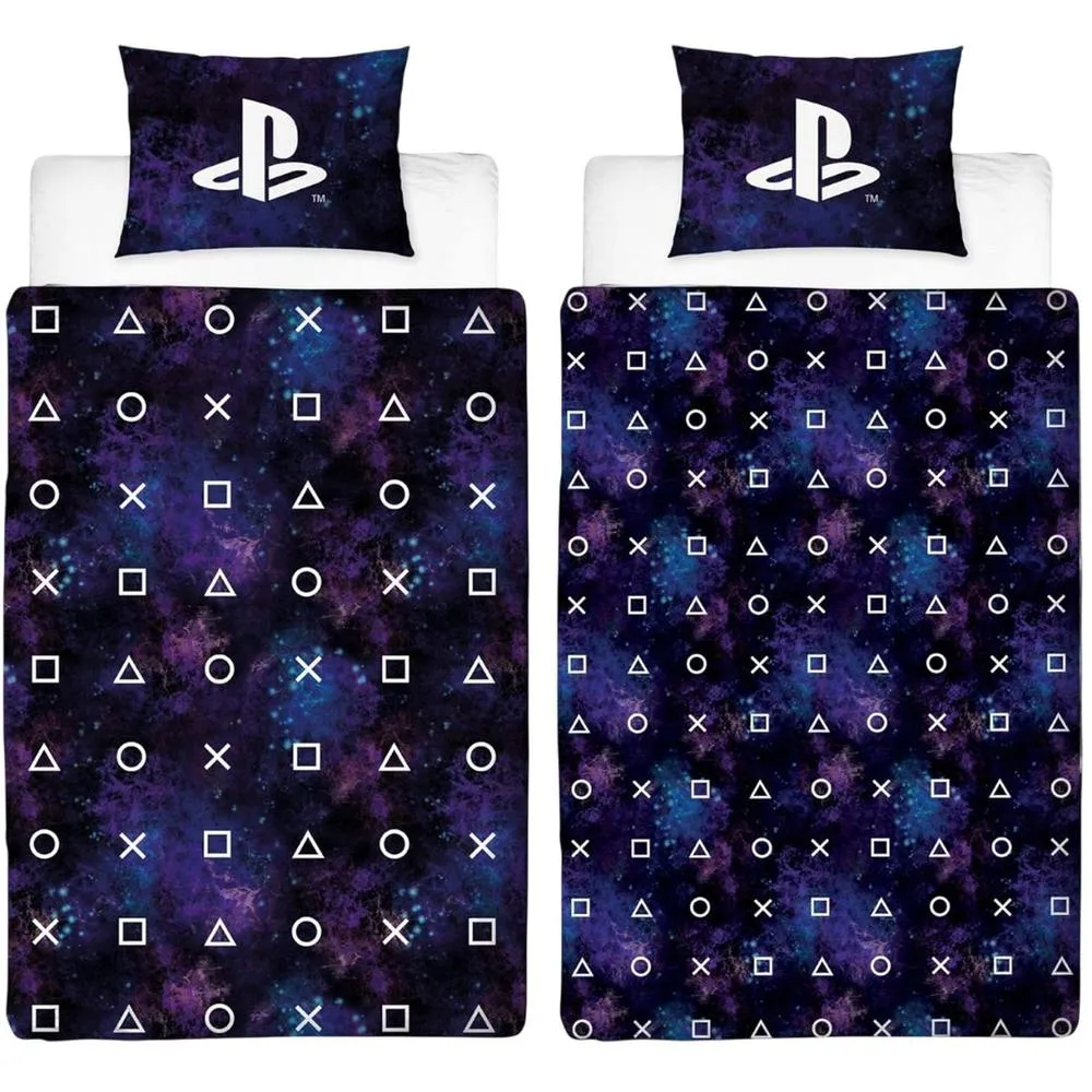 Playstation Controller Buttons Reversible Duvet Set in Blue