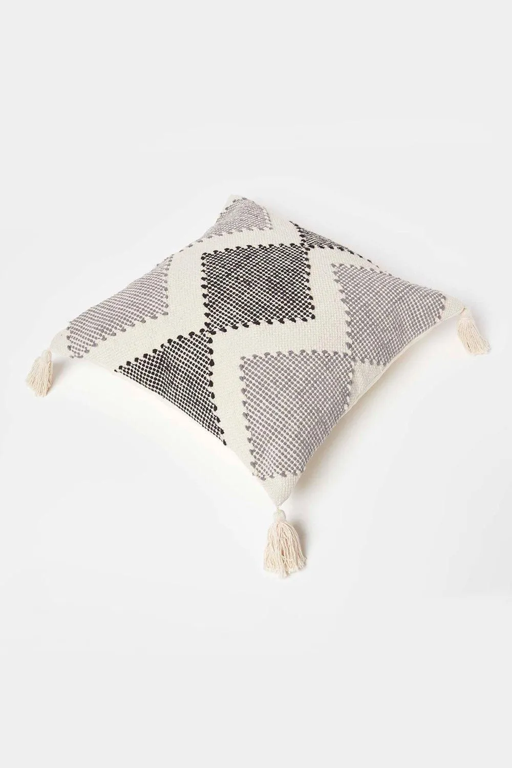 Homescapes Malmo Handwoven Textured Grey & Black Cushion 5