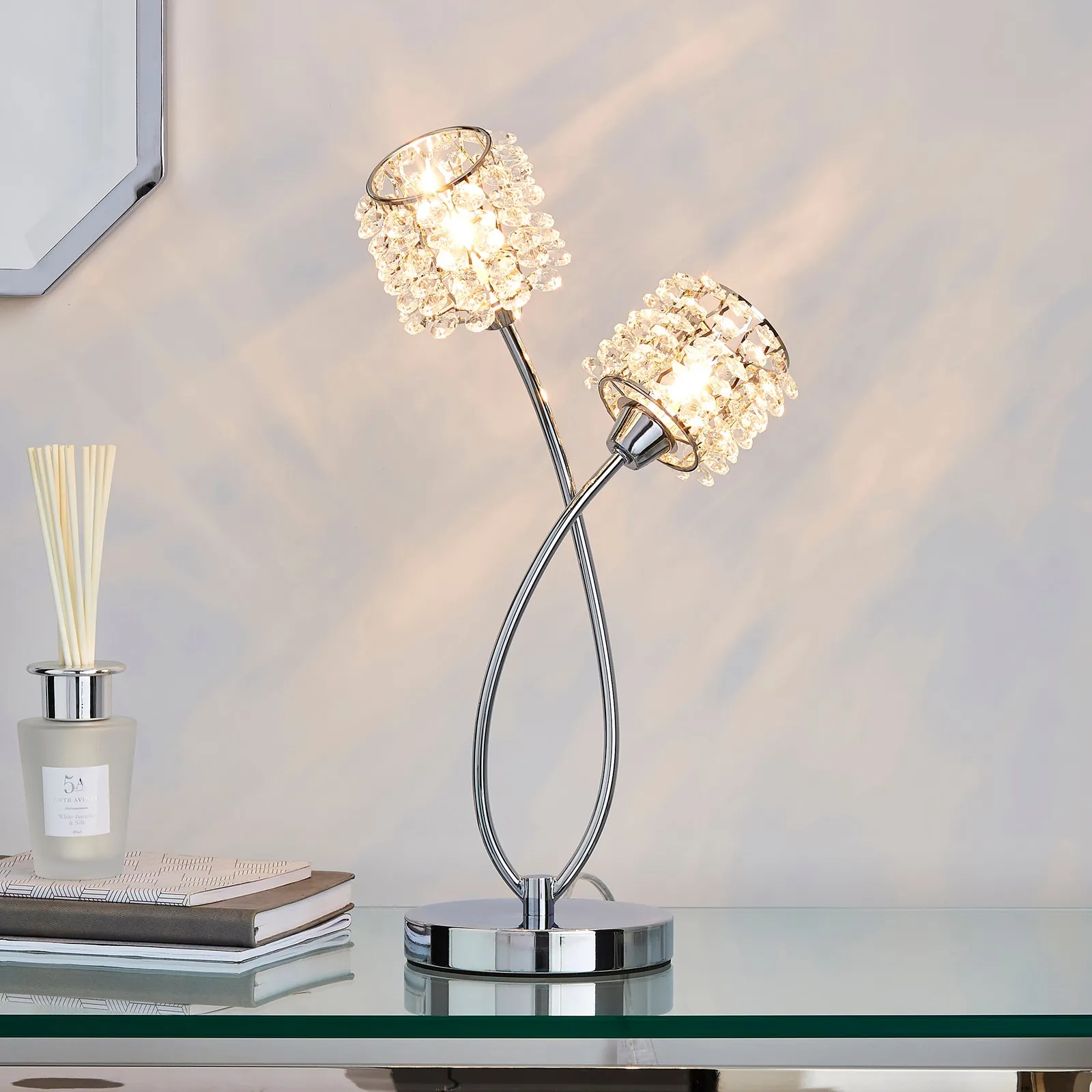 Jaimee 2 Light Chrome Table Lamp Chrome