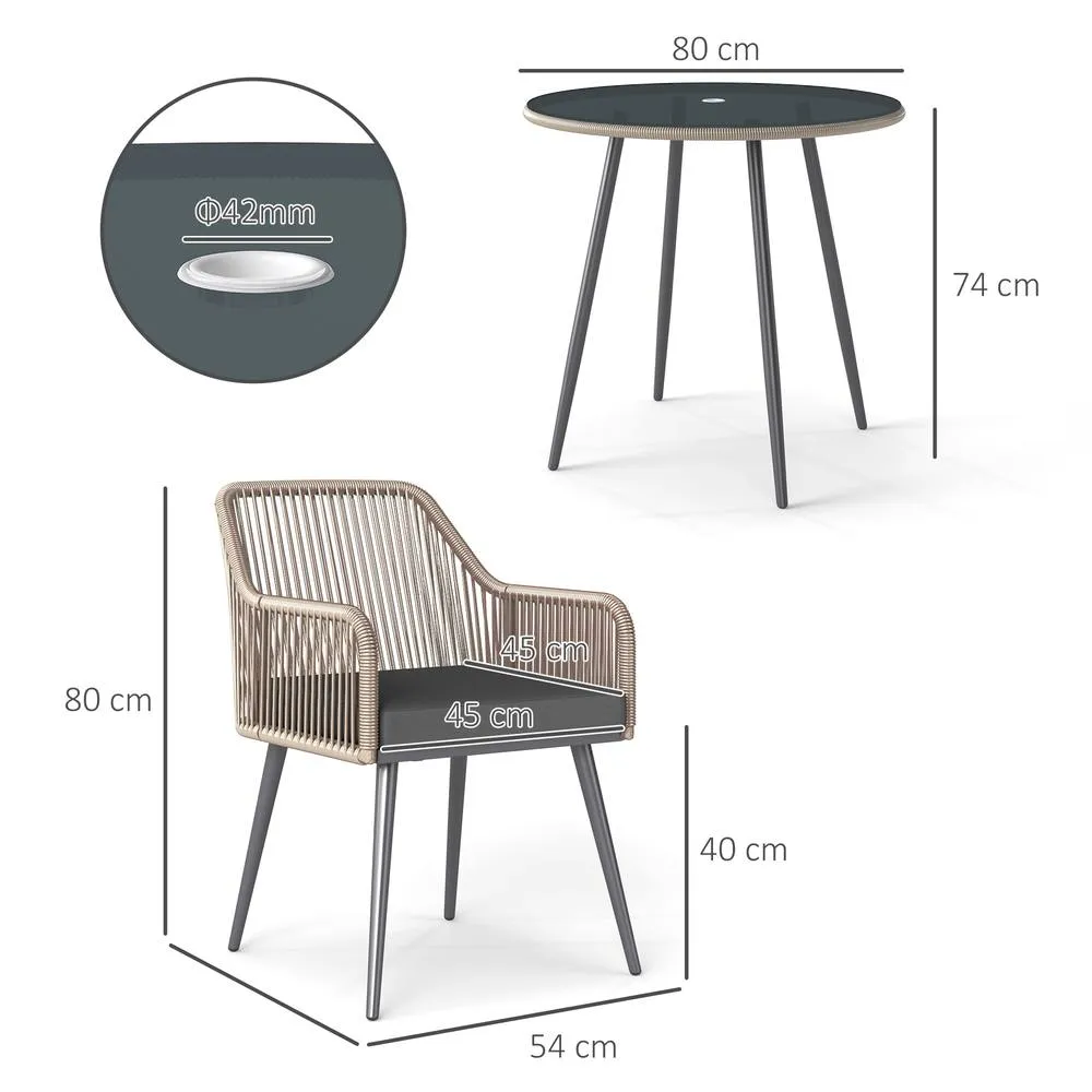 OUTSUNNY Rattan Dining Set, 4 Seater Rattan Garden Furniture, Light Brown 3