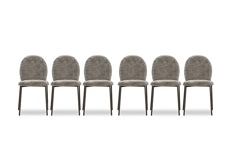 Riley Set of 6 Mid Lava Metal Leg Dining Chairs