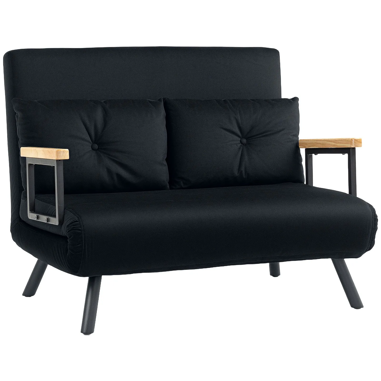HOMCOM Click Clack 2 Seater Sofa Bed for Living Room, Guest Room in Black 2