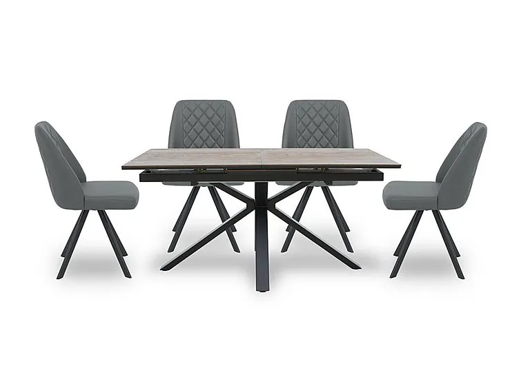Jupiter Pop Up Extending Dining Table and 4 Swivel Chairs - Grey