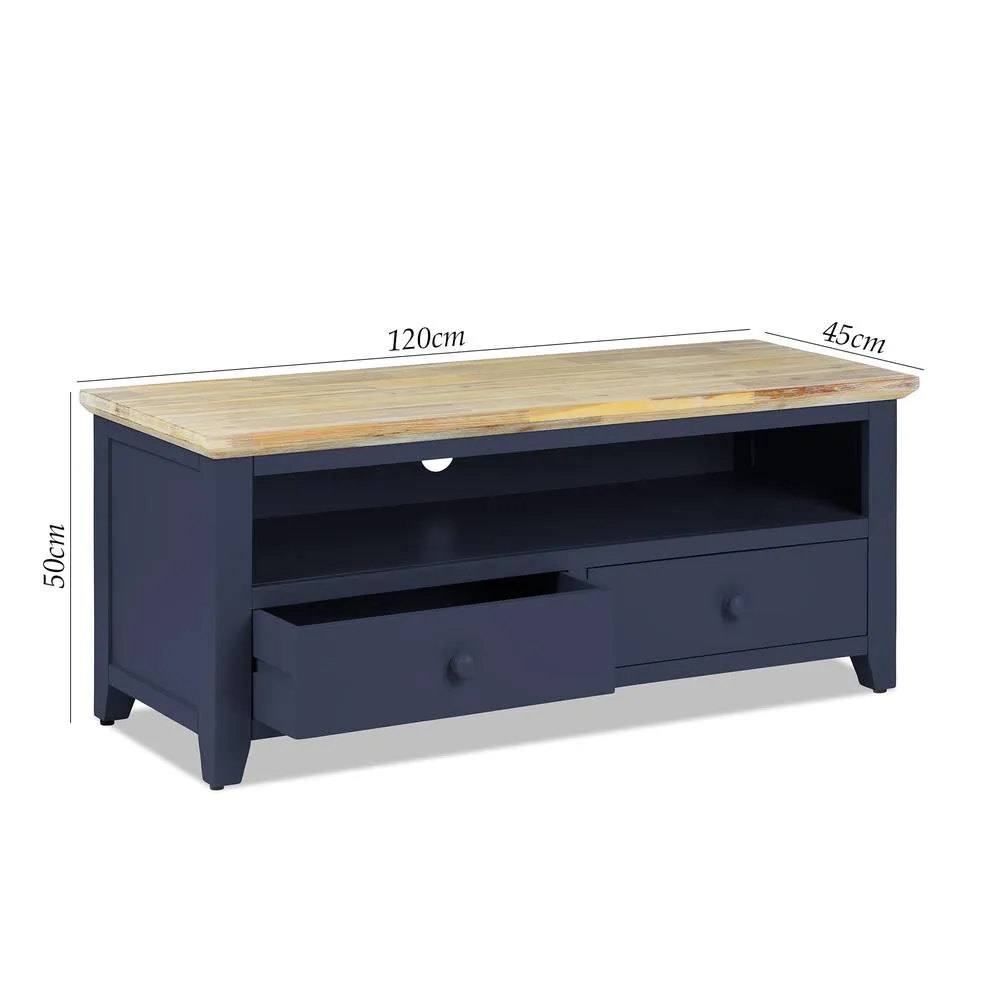 Statement Furniture Florence TV Stand With 2 Drawers & Shelf in Navy 2