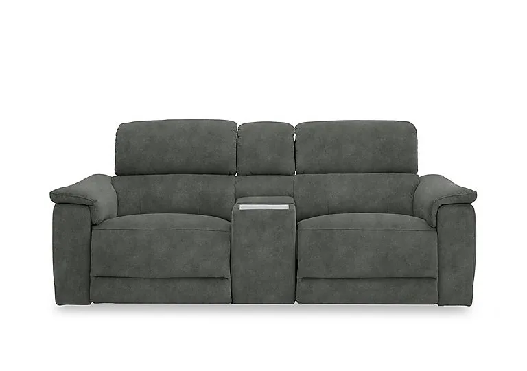 Genius Fabric 2 Seater Power Recliner Media Sofa with Power Headrest, Power Lumbar and Heated Seats - Dexter Moss
